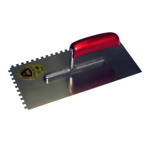 Schwan 204511 Plakspaan 2-zijdig getand 10 mm - 280x130 mm - RVS - houten handvat