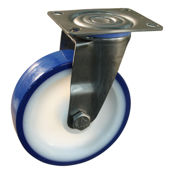 Novio serie 27-30 Zwenkwiel met plaatbevestiging - Ø100 mm - glijlager - PU/TPU - 227.101.306.001 