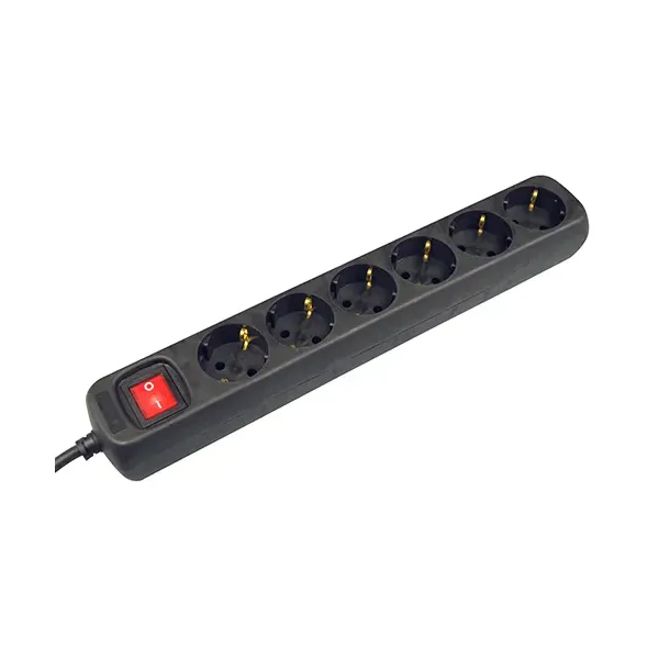VB Tafelcontactdoos met schakelaar - 6-voudig - 1,5 meter 3x1,5 mm² - zwart