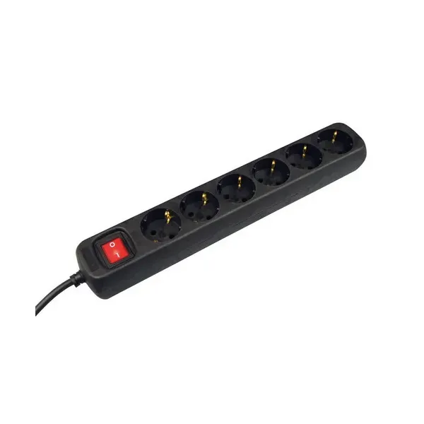 VB Tafelcontactdoos met schakelaar - 6-voudig - 3 meter 3x1,5 mm² - Zwart