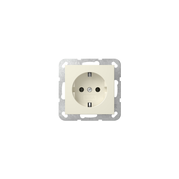 Gira 418801 Wandcontactdoos met randaarde - met klauwbevestiging - cr&egrave;me wit glanzend