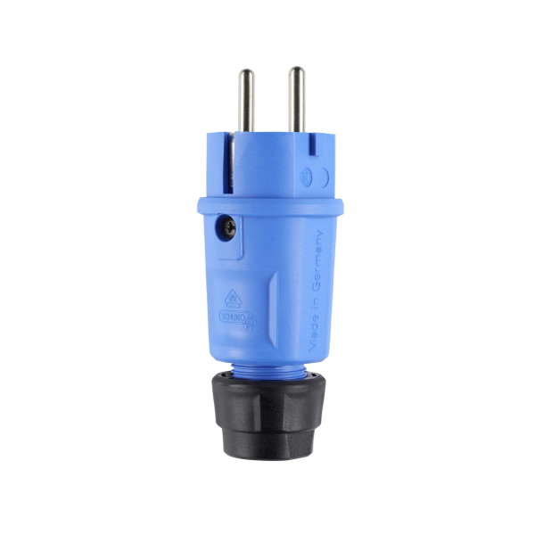 ABL PVC stekker met wartel + randaarde blauw