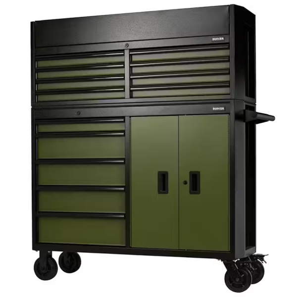 Bunker Gereedschapswagen met topkoffer (leeg) - 13 lades - groen - 24255