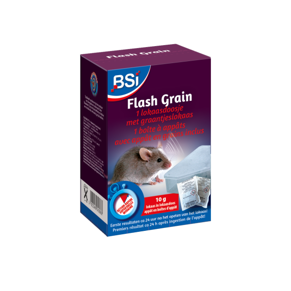 BSI Flash Grain Muizenlokdoos met graantjeslokaas - 1 doosje met 10 gram lokaas - 65282