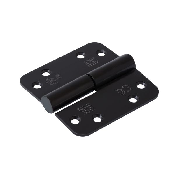 Dulimex Kogelstiftpaumelle SKG***® - 89x89 mm - links - ronde hoeken - RVS zwart gelakt