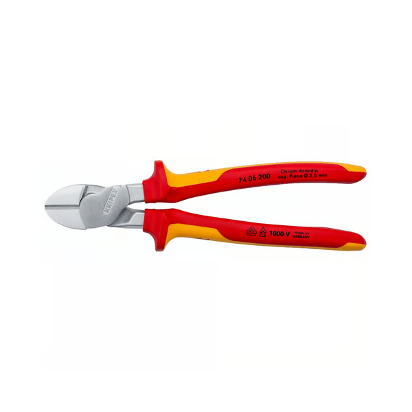Knipex 74 06 200 Kracht-zijsnijtang VDE - 200 mm -1000 V - gepolijste kop