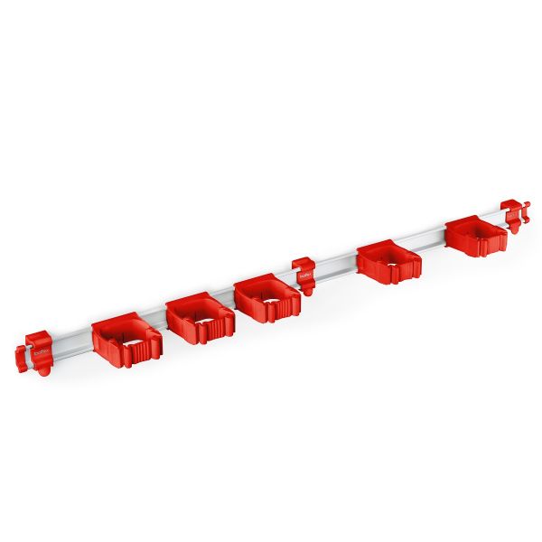 Toolflex ONE Aluminium rail met 5 gereedschapshouders - 940 mm - Ø15-35 mm - rood