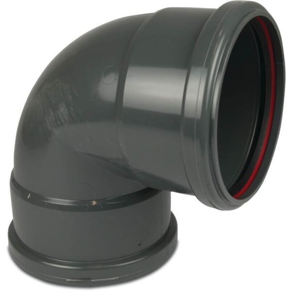 Redi riool PVC-U bocht 87° - Ø110 t/m Ø315 mm - SN4, KOMO/BENOR - 2x manchet
