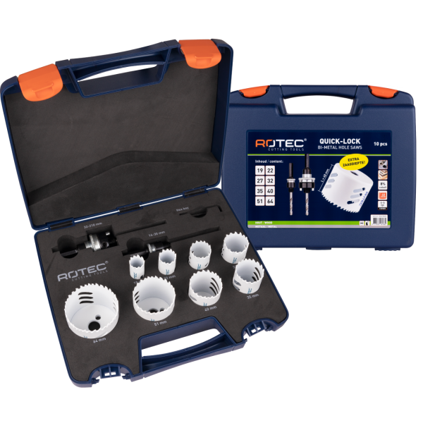 Rotec 533 BiM-Co Gatzagenset "Loodgieter" met Quick-Lock - 6-kant 9 mm - extra hoog - 10-delig - 533.9505