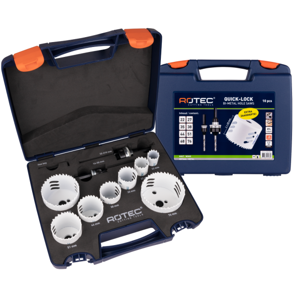 Rotec 533 BiM-Co Gatzagenset "Electricien" met Quick-Lock - 6-kant 9 mm - extra hoog - 10-delig - 533.9510