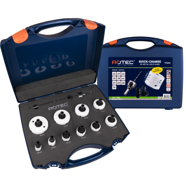 Rotec 533 BiM-Co Gatzagenset "Electricien" met Quick-Change - 6-kant 11 mm - extra hoog - 13-delig - 533.9605