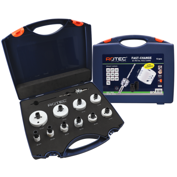 Rotec 533 BiM-Co Gatzagenset "Electricien" met Fast-Change - 6-kant 11 mm - extra hoog - 13-delig - 533.9705