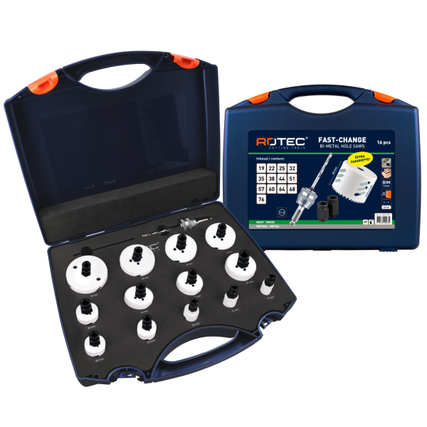 Rotec 533 BiM-Co Gatzagenset "Allround" met Fast-Change - 6-kant 11 mm - extra hoog - 16-delig - 533.9710