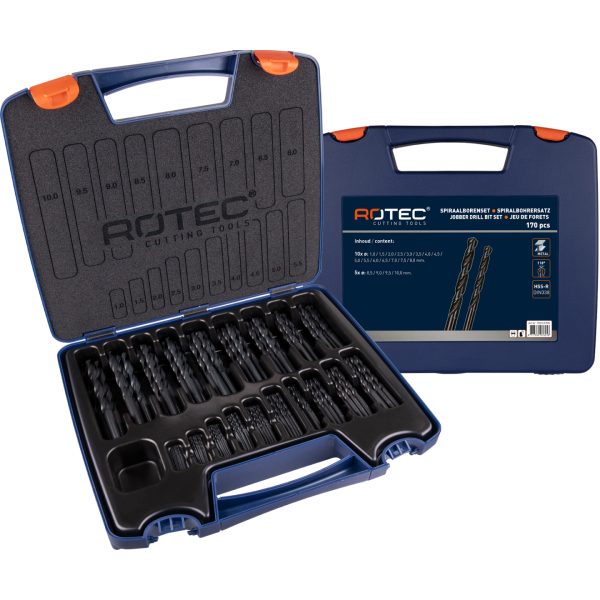 Rotec HSS-R Spiraalborenset / metaalboren - 170-delig - kunststof koffer - 900.0170K