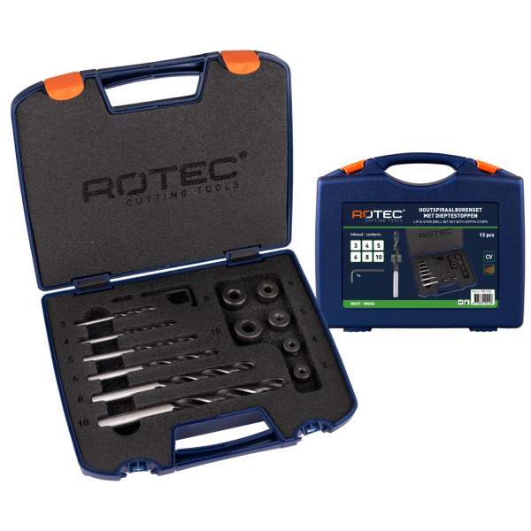 Rotec 235 Houtspiraalborenset met dieptestoppen - 13-delig - 900.1052