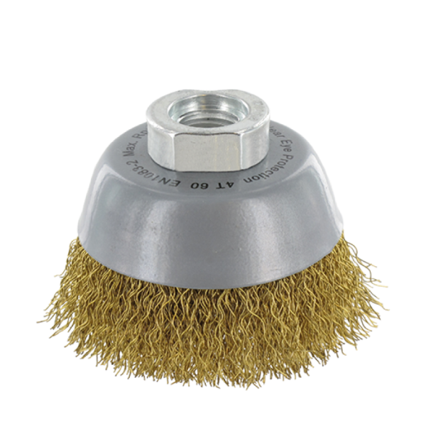 Rotec Komborstel - Ø60 mm - M14 - gegolfd messingdraad - 798.0110