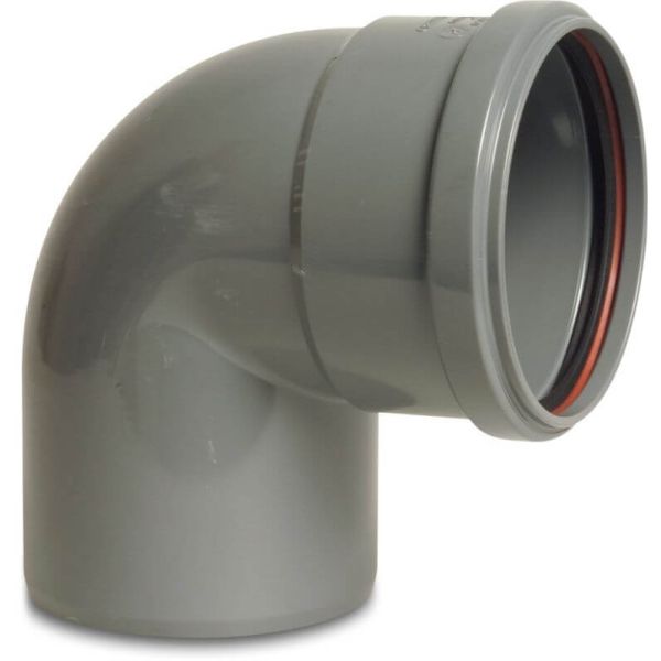 Riool PVC-U bocht 87° - Ø110 t/m Ø200 mm - SN4, KOMO/BENOR - 1x manchet