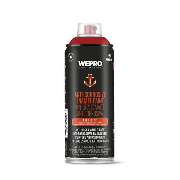 MTN WEPRO Anti-corrosie spuitlak - vuurrood - RAL 3000 - hoogglans - 400 ml