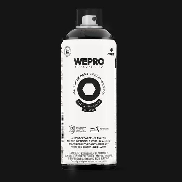 MTN WEPRO Universele spuitlak - zwart - RAL 9005 - hoogglans - 400 ml