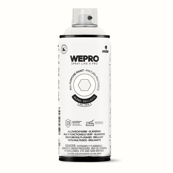 MTN WEPRO Universele spuitlak - wit - RAL 9010 - hoogglans - 400 ml