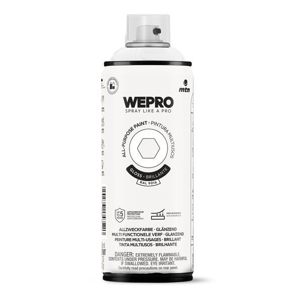 MTN WEPRO Universele spuitlak - wit - RAL 9016 - hoogglans - 400 ml