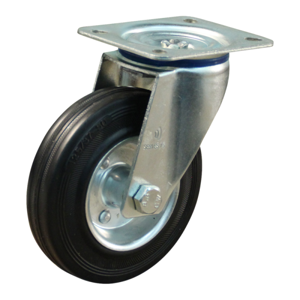 Novio serie 02-15 Zwenkwiel met plaatbevestiging - Ø125 mm - rollager - rubber/TPE - 202.122.156.000