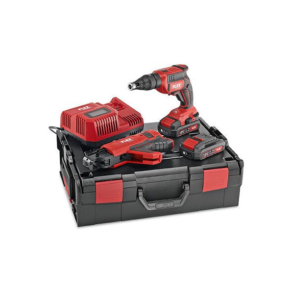 Flex DW 45 18.0-EC M/2.5 set Accu Gipsschroefmachine set met opzetstuk - 2x 18V, 2,5 Ah - koolborstelloos - L-BOXX&reg; - 466.824
