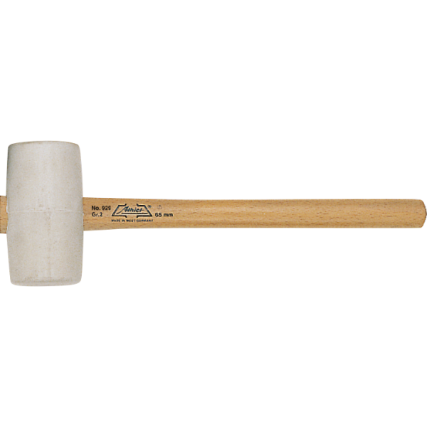 Athlet 929 Rubberen hamer met houten steel - Gr. 3, Ø75 mm - wit