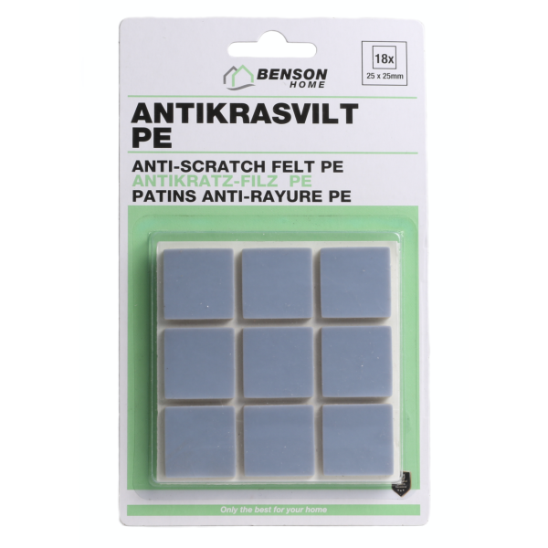 Benson 010188 Antikras vilt met PE - grijs - 25x25 mm