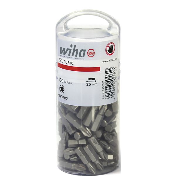 Wiha 7929ZT Bits standaard - T25 TORX® - 25 mm - 1/4" - 100 stuks - 40464