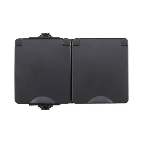 ION Opbouw wandcontactdoos 2-voudig IP55 - horizontaal - zwart - 55.200.080