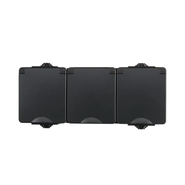 ION Opbouw wandcontactdoos 3-voudig IP55 - horizontaal - zwart - 55.200.180