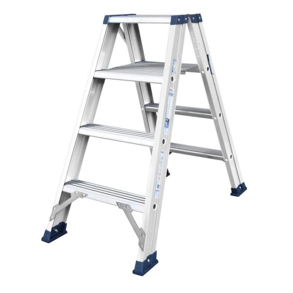 DAS Premium Dubbele bouw trap - trapladder - brut aluminium