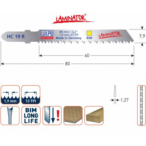 Wilpu Decoupeerzaagblad HC19Rbi laminator 5 stuks - 510.0021