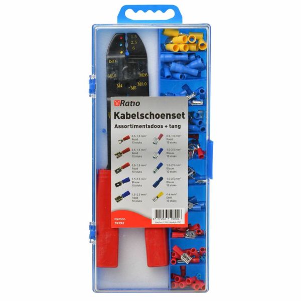 Ratio Kabelschoenset - tang met diverse kabelschoenen - 0,5 - 6 mm² - 59392