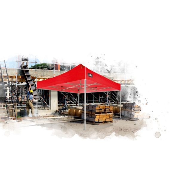 Grizzly GO-WORK Doorwerktent / partytent - 3x3 meter - staal frame - rood doek - GOW33R