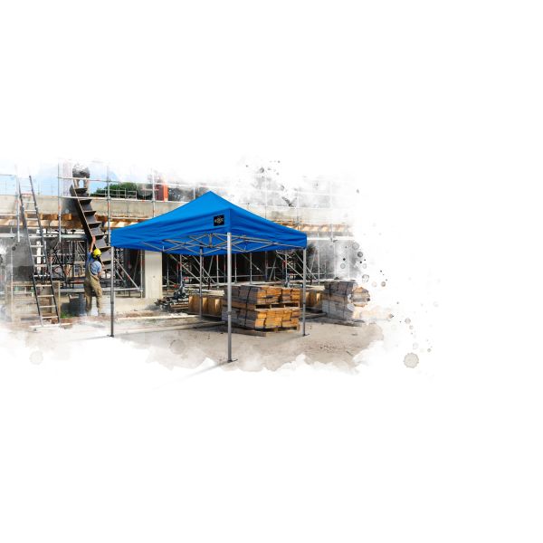 Grizzly GO-WORK Doorwerktent / partytent - 3x3 meter - staal frame - blauw doek - GOW33B