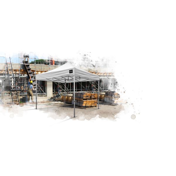 Grizzly GO-WORK Doorwerktent / partytent - 3x3 meter - staal frame - wit doek - GOW33W