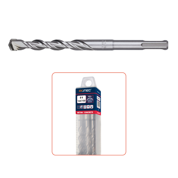 Hevu Tools 200 Hamerboor - SDS-plus - V-breaker (2 snijder) - box á 10 stuks