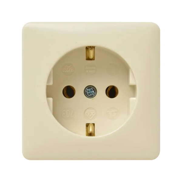 Kaiser Wandcontactdoos met randaarde - opbouw - 1-voudig - cr&egrave;me