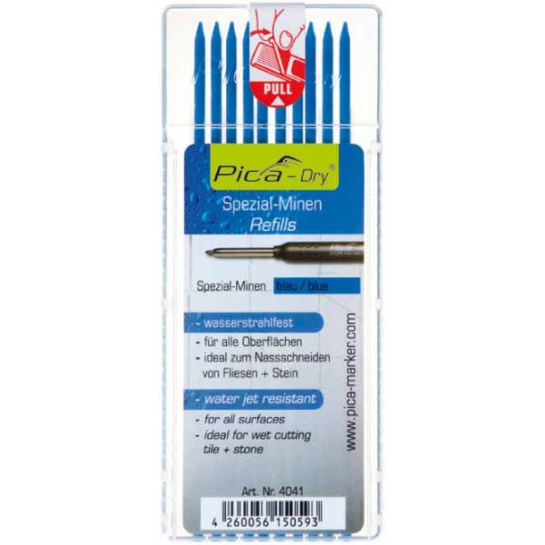 Pica 4041 Navulling markeerpotlood 3030 - blauw - 10 stuks