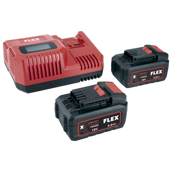 Flex P-Set 55 R Accupakket - 2x 18V, 5.0 Ah accu + snellader - 532739