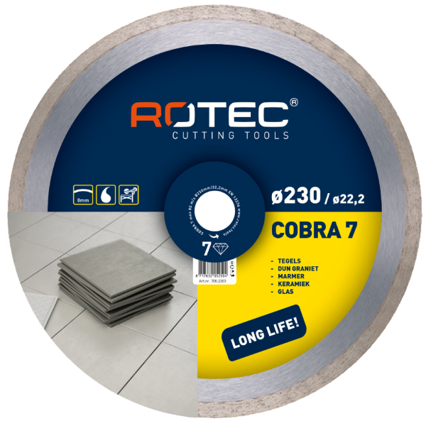 Rotec COBRA 7 Diamantzaagblad t.b.v. tegels - Ø230x22,2 mm - 700.2303