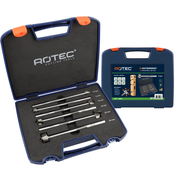 Rotec 244 3D-Houtborenset - 6-delig - kunststof koffer - 244.9000