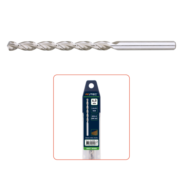 Rotec 264 HSS-G Houtspiraalboor lang - TLS - DIN 340 - in etui