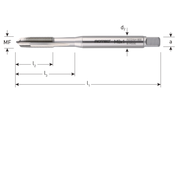 Rotec HSS-Co 800 machinetap - M10x1,0 metrisch fijn doorlopend - 335.1010