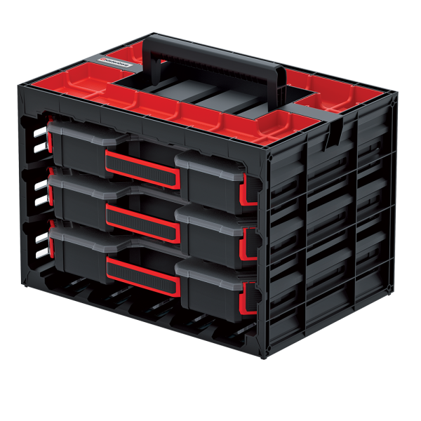 Kistenberg KTC40306B Tager case opbergkast met 3 uitneembare organizers - bakjes - zwart
