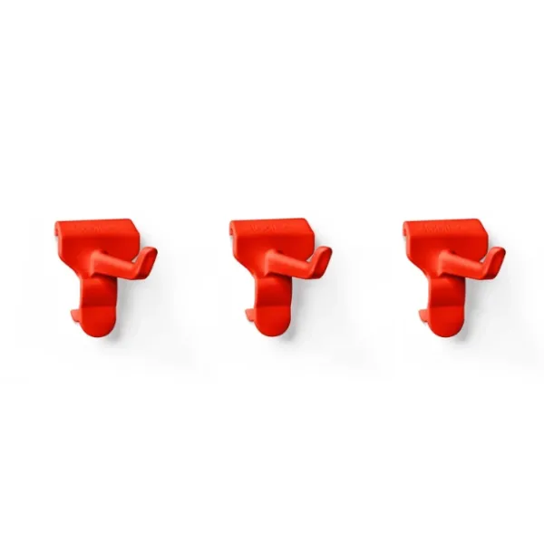 Toolflex One gereedschapshaken - rood - kunststof - 3 stuks