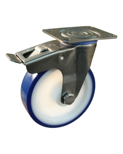 Novio serie 27-30 Zwenkwiel geremd met plaatbevestiging - Ø100 mm - glijlager - PU/TPU - 227.101.306.501