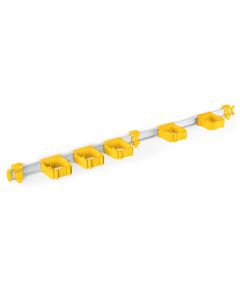 Toolflex ONE Aluminium rail met 5 gereedschapshouders - 940 mm - Ø15-35 mm - geel